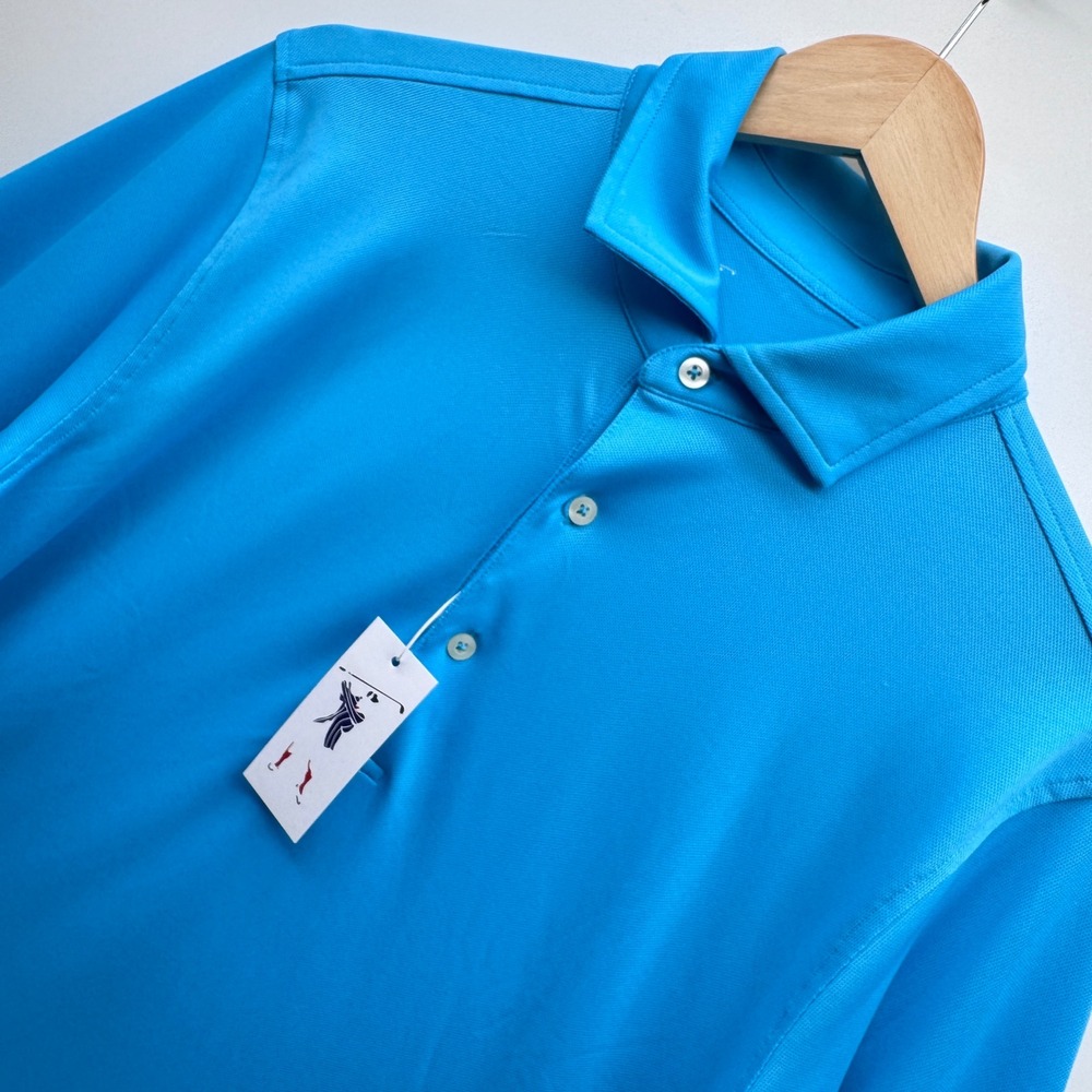Fairway & Greene Polo Shirt Mens Medium Springs Blue McHugh Long Sleeve
